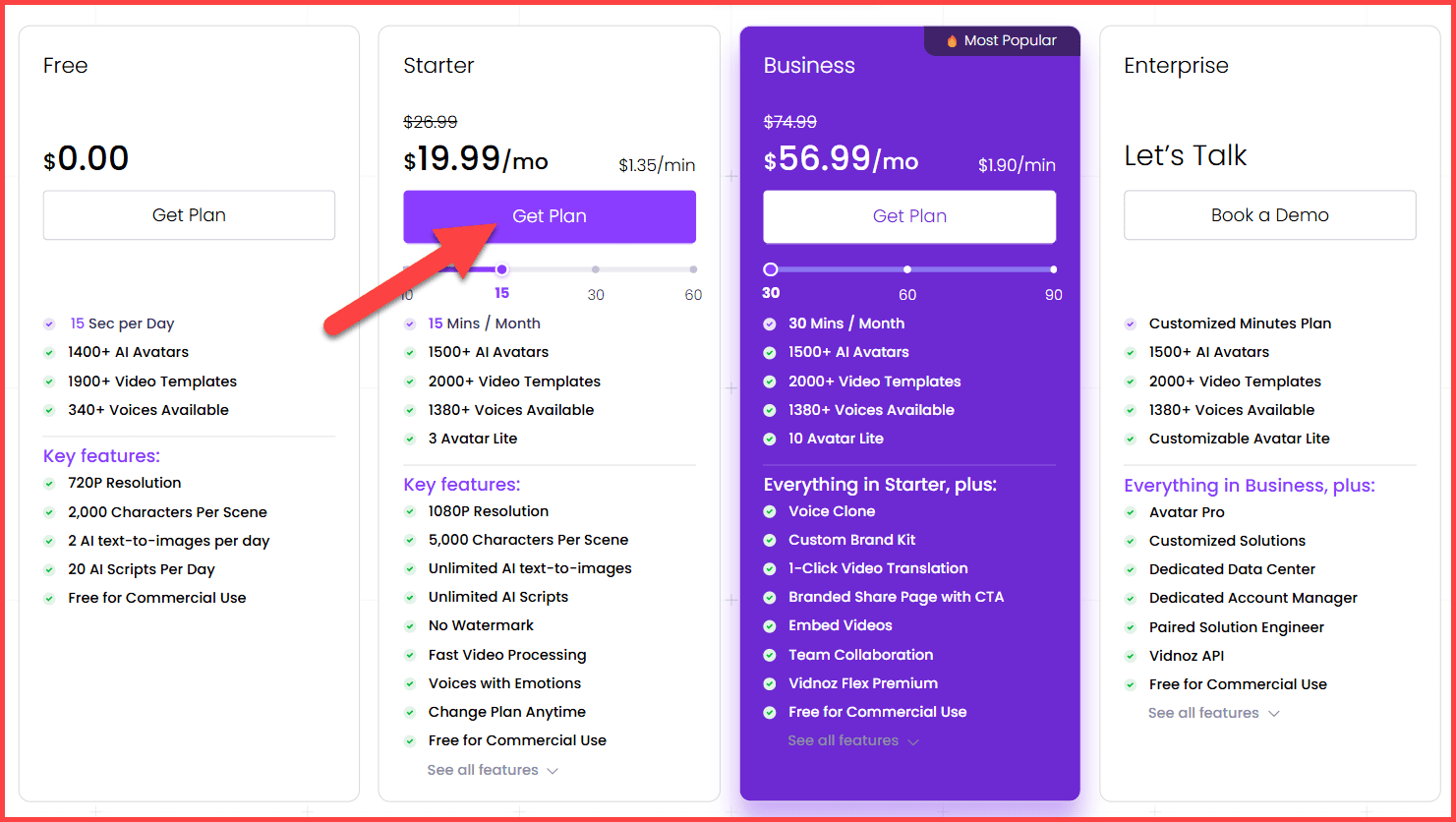 Vidnoz Pricing