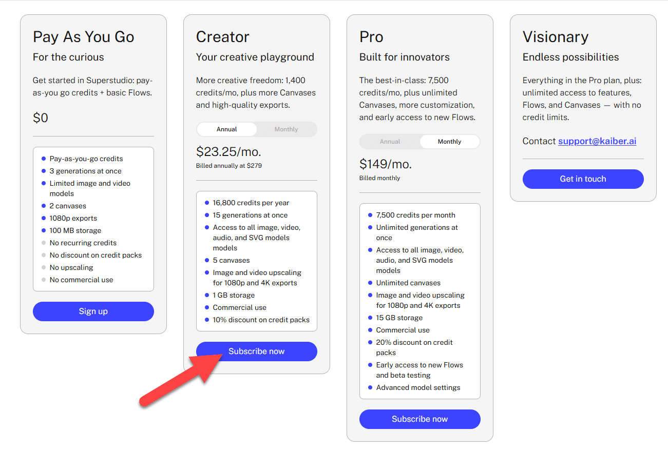 Kaiber AI Pricing