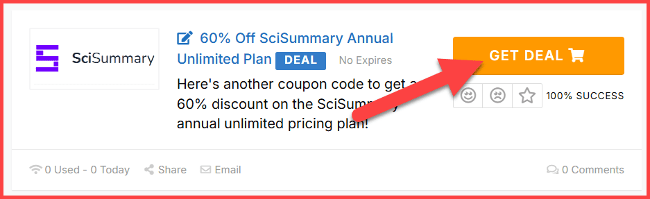 SciSummary Coupons